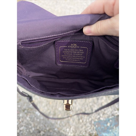 COACH Ruby F54849 Deep Plum Cross Grain Leather Crossbody/Wristlet/Shoulder Bag - Picture 4 of 15